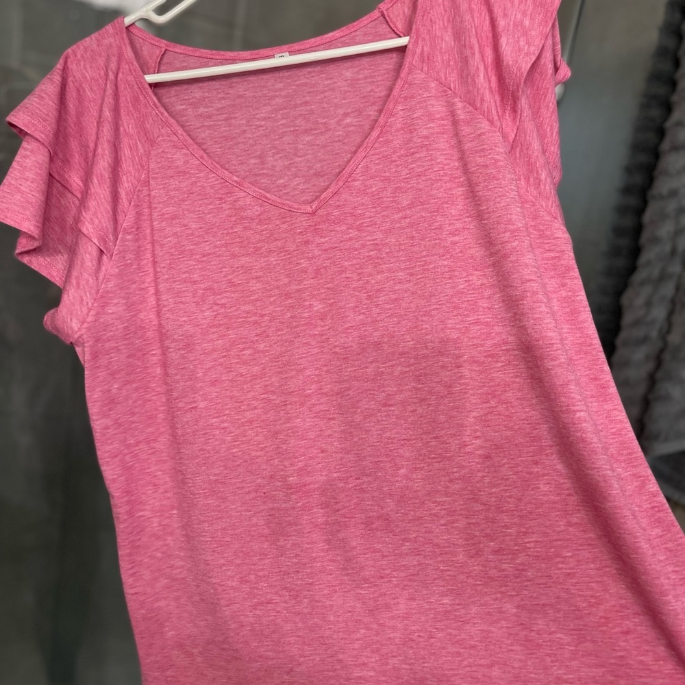 Pink flutter sleeve top